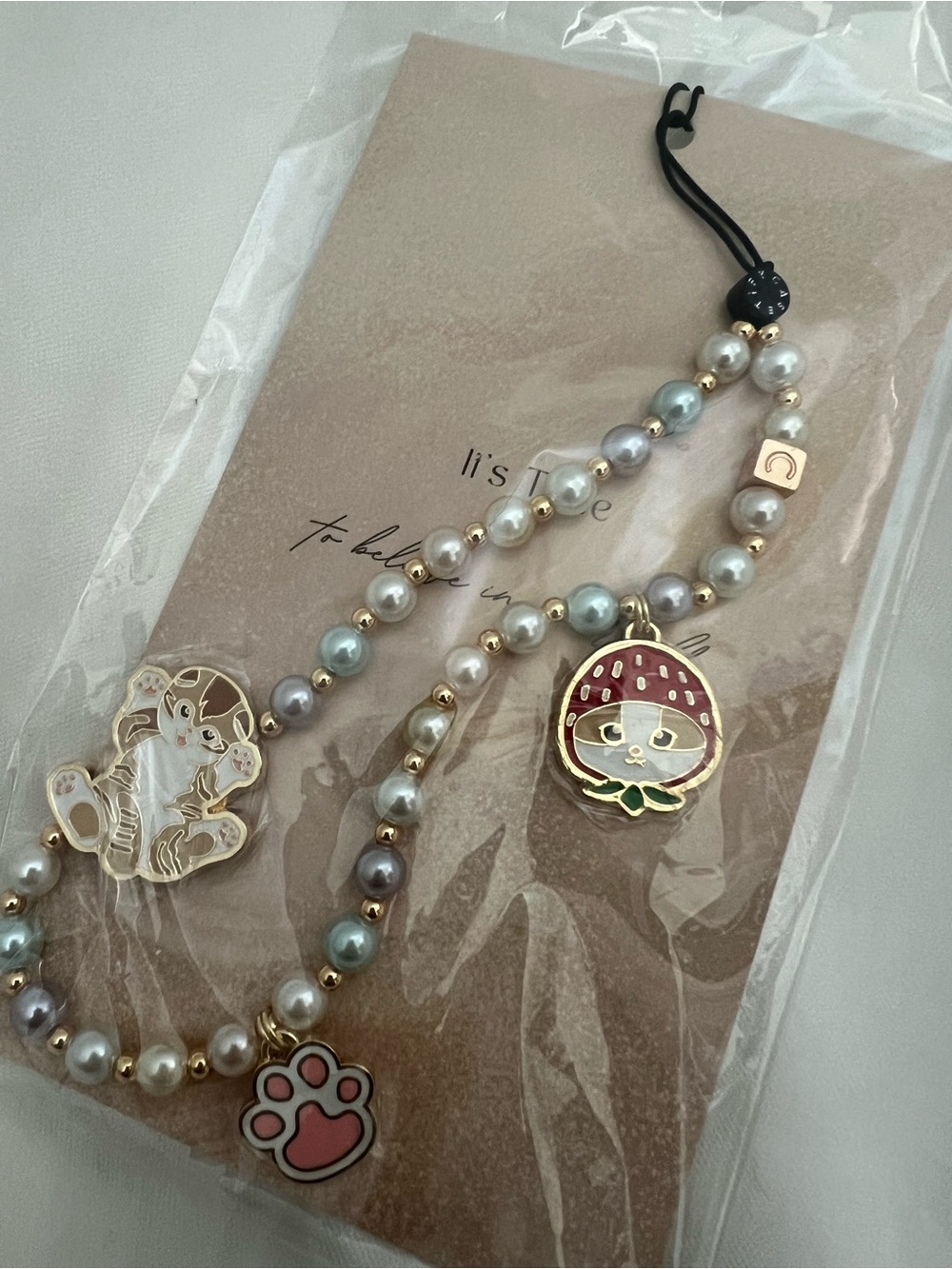 Beaded Trendy Phone Strap Charm Cat